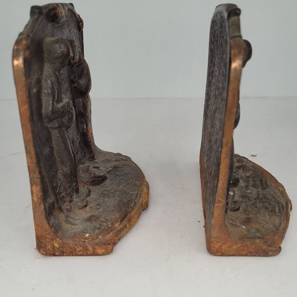 Antique Bronze The Anglus Jean Francois-Millet Relief Mourning Funeral Bookends - Picture 6 of 8